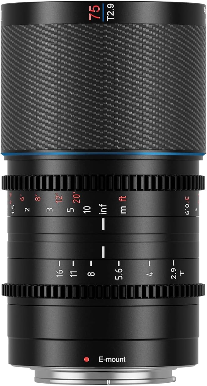 SIRUI Saturn 75mm T2.9 1.6X Full Frame Carbon Fiber Anamorphic Lens, Cine Lens for E Mount Cameras, Less Than 500g (Neutral Flare)