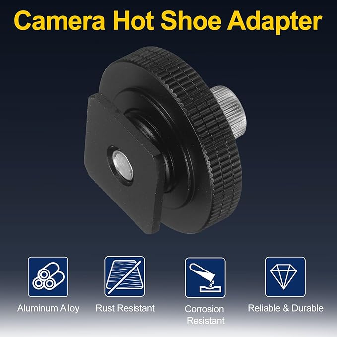 Hot Shoe Adapter, 1/4 Inch Female Hot Shoe Mount Adapter Tripod Plate Converter with 1/4" Screw for Flash Video Lights Monitors DSLR Camera Rig Gimbal