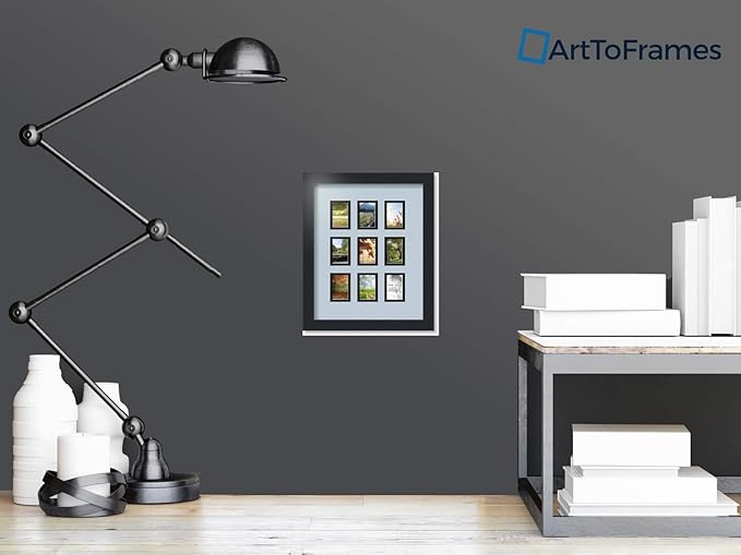 Art to Frames Double-Multimat-78-860/89-FRBW26079 Collage Photo Frame Double Mat with 9-2x3 Openings and Satin Black Frame