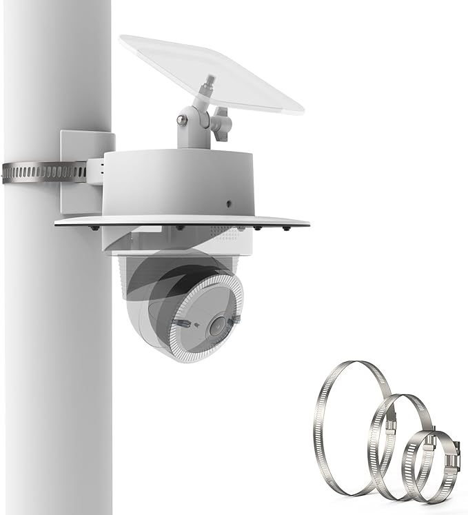 Koroao Pole Mounting Bracket & Outdoor Camera Sun Rain Shade Shield Cover Compatible with eufy Security 4G LTE Cam S330 Camera (Pole Mount)