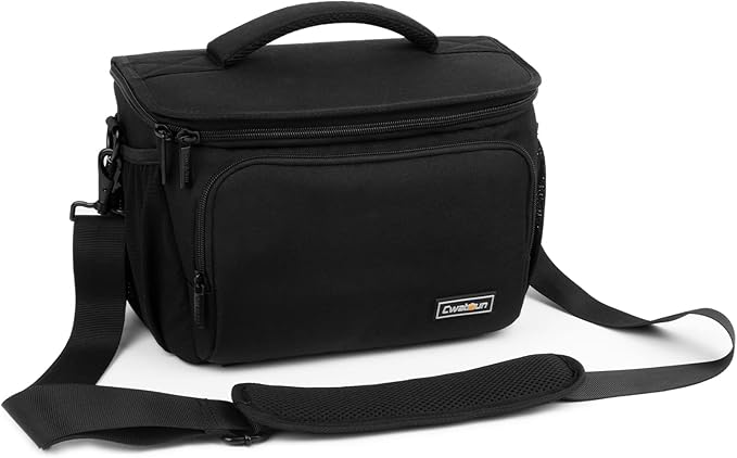 Cwatcun Camera Crossbody Shoulder Messenger Camera Case, DSLR/SLR/Mirrorless Photography Trave Sling Bag with Tripod Holder and Rain Cover for Canon, Nikon, Sony, Fuji Cameras, Lens and Accessories
