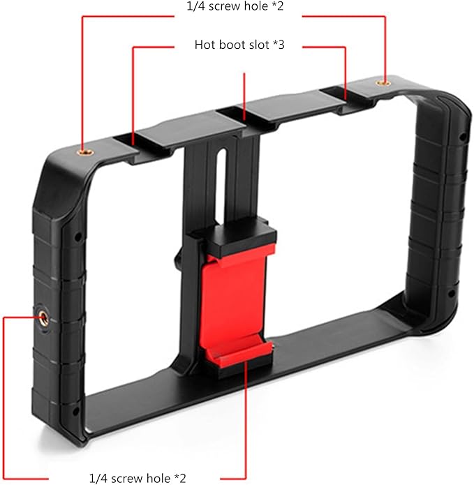 Multi Smartphone Video Stabilizers with 3 Shoe Mounts for Professional Content Creation Two Handle Grip