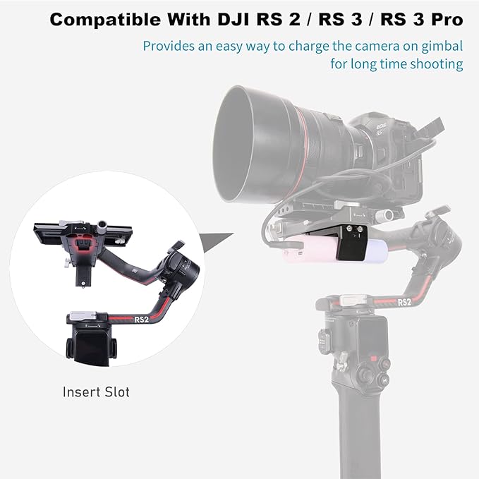 NICEYRIG Aluminum Power Bank Clamp for DJI RS 2 / RS 3 / RS 3 Pro, 50mm - 88mm Wide Range Universal Portable Charger Holder with Detachable Cold Shoe Mount for DSLR Camera, Gimbal System - 540