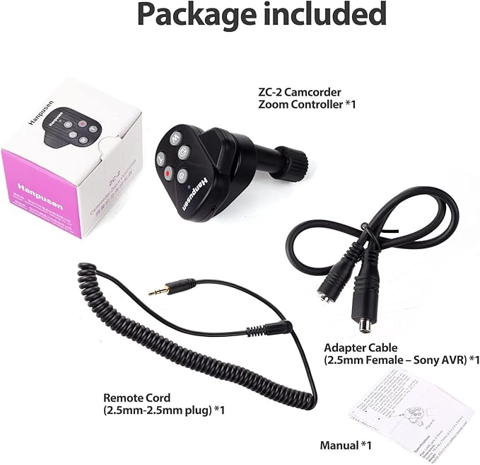 Camcorder Lanc Remote Control for Canon Vixia hf G40, G50, G70, G60, XA11, XA50, XA55, XL1S, XL2, XHA1, XM1, for Sony Z280, Z190, Z90, with LANC(2.5mm) Jack or AVR Jack