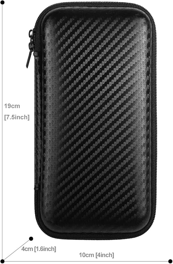 iMangoo Travel Essentials Electronics Organizer Charger Case Portable Dual Zipper Shockproof Pouch Tech Purse Cord Cable Pouches Power Bank Storage Accessories Bag for Women Men,6.5x3.2x1 Fiber Black