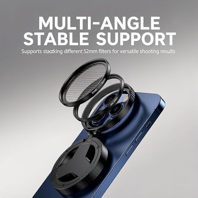Anti-Glare Magnetic Phone Camera Filter for iPhone,Professional 52mm Rotatable Expandable Polarizing Filter, Foldable Phone Filter Lens Compatible with iPhone 17 16 15 14 13 12 11