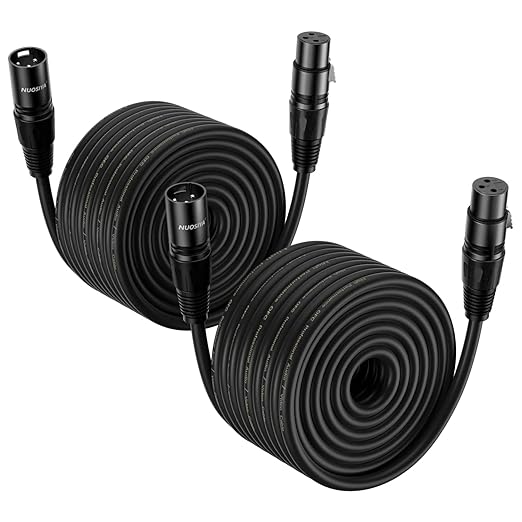 XLR Cable 100 Ft 2 Packs,Microphone Cables,Premium Balanced Microphone Mic Speaker Cable with 3-Pin XLR Male to Female DMX Cable,Black