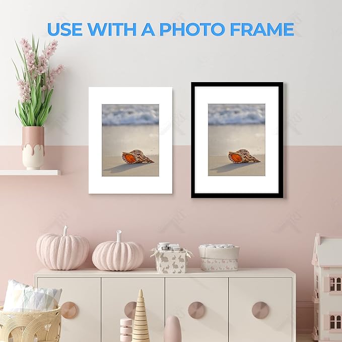 Golden State Art, Acid Free, Pack of 5, 11x14 White Picture Mats Mattes with White Core Bevel Cut for 8x10 Photo + Backing + Bags