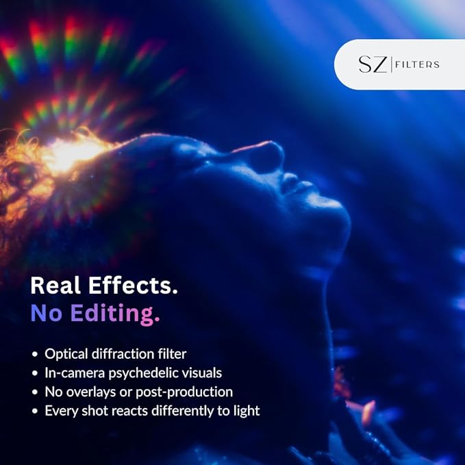 Camera Lens Filter 77mm Vortex Filter Spiral Light Effect for Photography and Video Psychedelic Creative Lens Filter for Portraits Music Videos and Cinematic Shoots