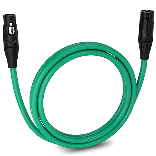 LyxPro 6 Feet XLR Microphone Cable Balanced Male to Female 3 Pin Mic Cord for Powered Speakers Audio Interface Professional Pro Audio Performance and Recording Devices - Green