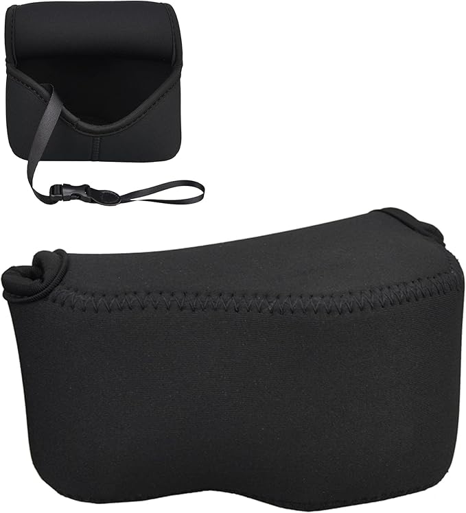 JJC Soft Neoprene Digital Camera Case Pouch Compact Bag Protector with Anti-Lost Inner Strap for Sony ZV-E10 A6500 A6400 A6300 A6100 A6000 A5500 A5100 with E 16-50mm Lens