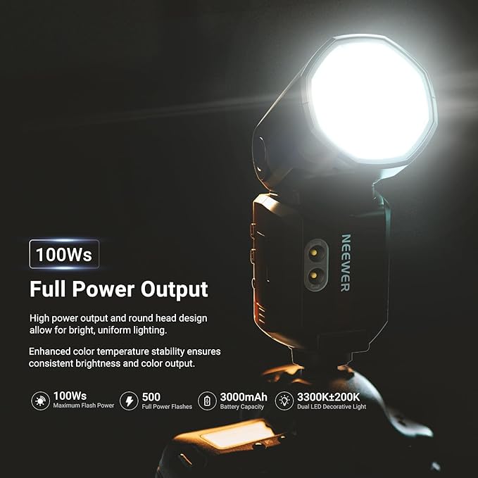 NEEWER 100Ws 2.4G TTL Hot Shoe Flash Speedlite Compatible with Canon Cameras, Touch Screen, 1/8000s HSS, 2 Modeling Lamps, TTL/M Toggle, 3000mAh/500 Full Power Flash Studio Photography Light, Z3-C
