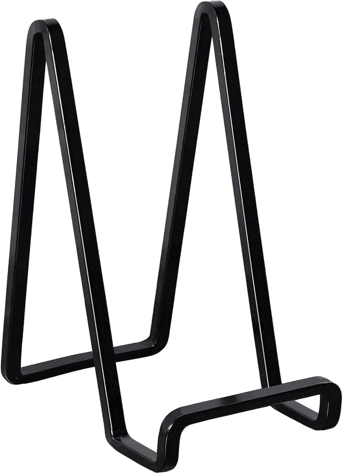 3 Pack 8 inch Metal Plate Stands for Display, Plate Holder Pictures Frame Easel Display Stand, Tabletop Picture Stand, Iron Easels for Display Photo Frames, Plates, Vinyl Record，Book, Sign（Black）