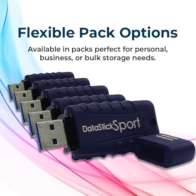 Water Resistant 32GB DataStick Sport by Centon, 5 Pack, USB 3.2 Gen1 Flash Drive Memory Stick for Storage and Backup