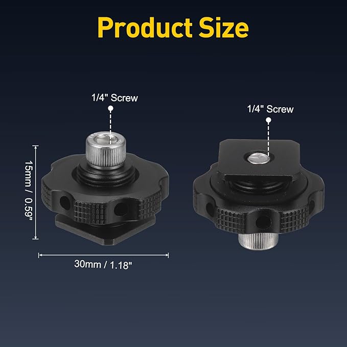 Hot Shoe Adapter, 1/4 Inch Female Hot Shoe Mount Adapter Tripod Plate Converter with 1/4" Screw for Flash Video Light Monitors DSLR Camera Rig Gimbal
