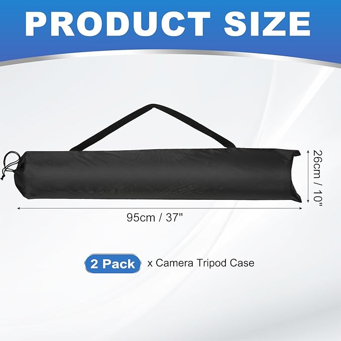 PATIKIL 37 x 10 Inch Tripod Carrying Case, 2 Pack Camera Tripod Carrying Bags Oxford Cloth Padded Bag for Camera Gear Mic Light Stand Sheet Music Photography Accessories, Black