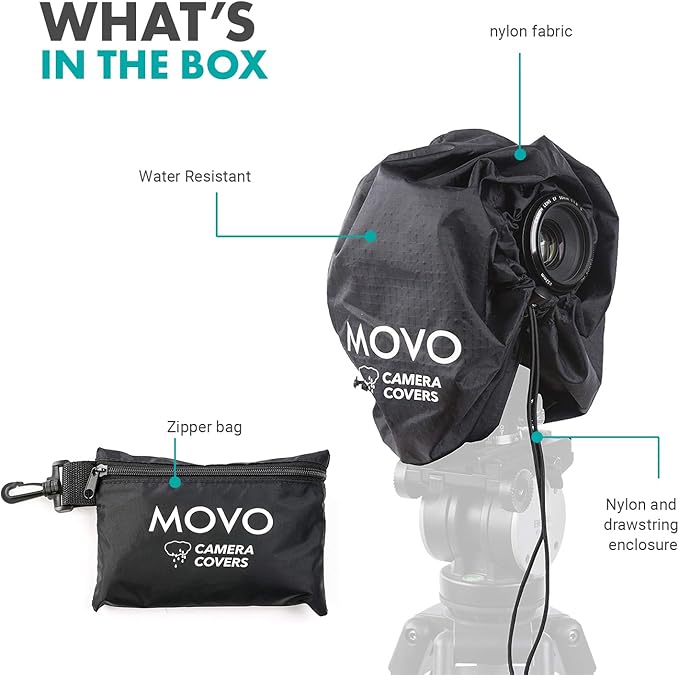 Movo CRC11 Camera Rain Coat Rain Cover for DSLR Cameras and Mirrorless Cameras and Lens (Junior Size: 11" x 14.5")