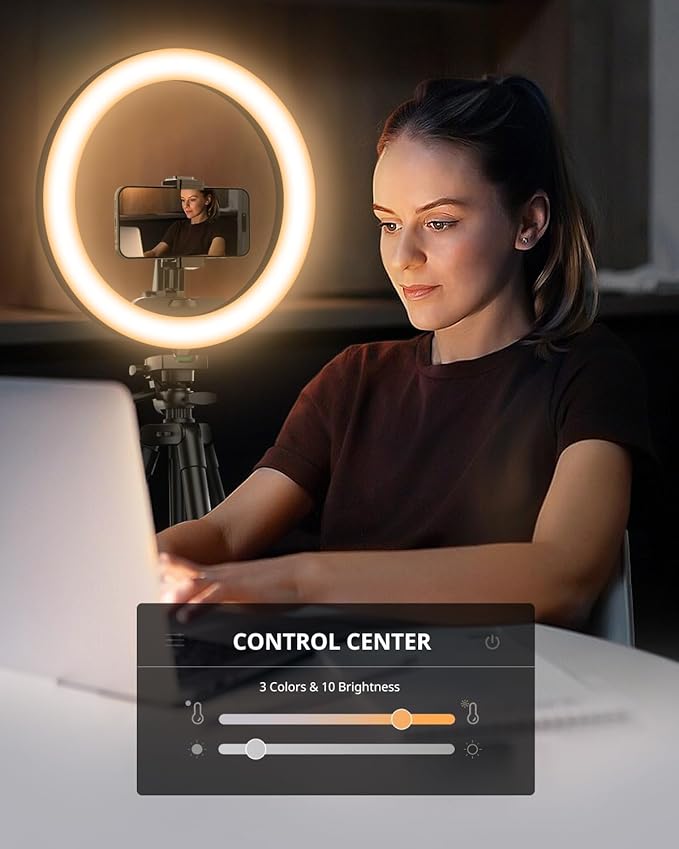 UBeesize 12 inch Ring Light with Stand, Selfie Ring Light with 50" Extendable Tripod Stand & Phone Holder for Live Stream/Makeup/YouTube Video