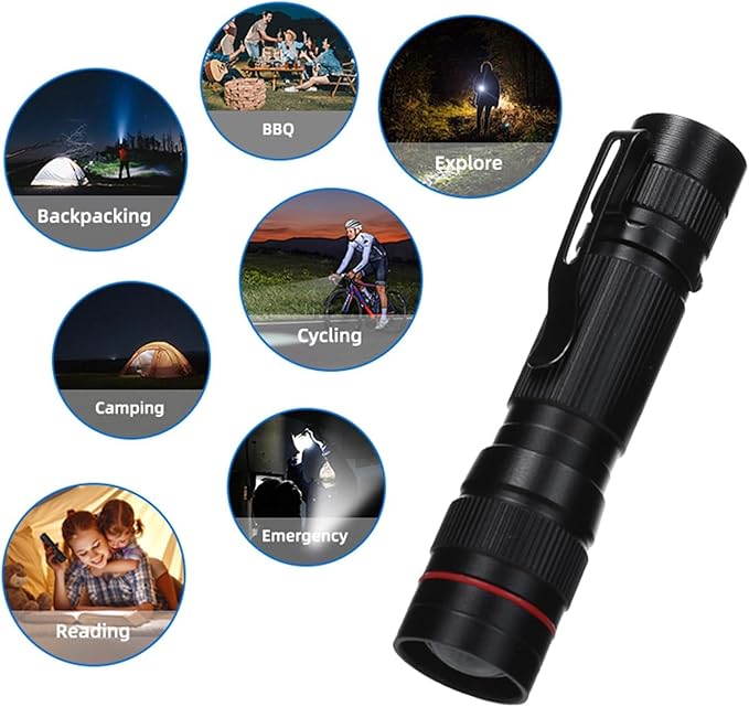 10 Pack Small Mini LED Flashlights, Single Mode Zoomable Flashlight AA Battery Powerful Flashlights with Pocket Clip, Portable Bulk EDC Flash Light for Home, Gift, Emergency, Camping, Hiking
