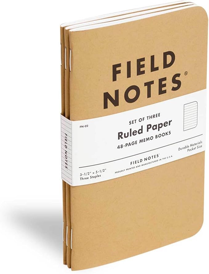 Field Notes: Original Kraft 3-Pack - Ruled Paper Memo Books - Lined 48 Page Pocket Notebooks - 3.5" x 5.5"