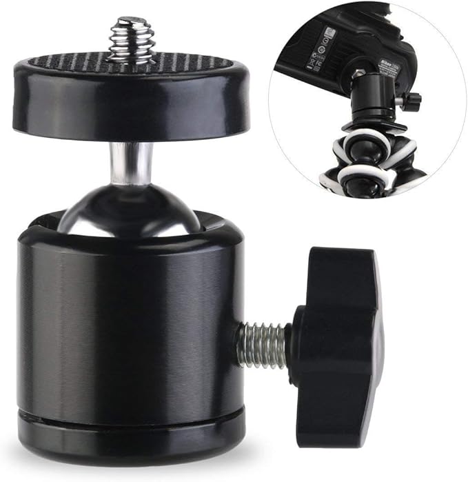 SLOW DOLPHIN Hot Shoe Mount Adapter 360 Degree Swivel Mini Ball Head 1/4 Tripod Screw Head for Cameras, Camcorders, Smart Phone, LED Video Light, Microphone(4 Packs)