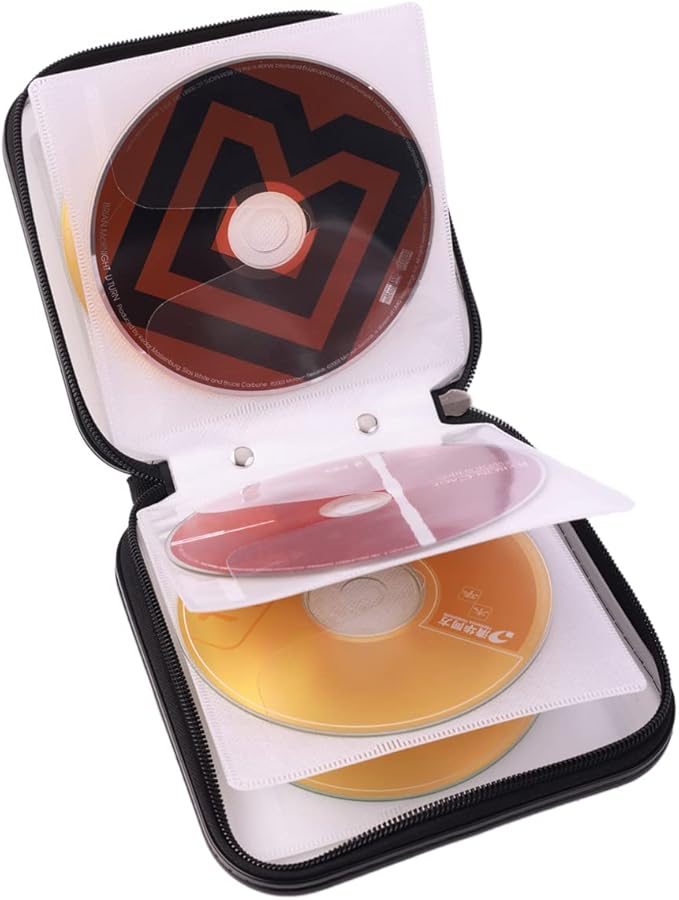 CD DVD Wallet, 32 Capacity Heavy Duty, DVD CD Case Holder for Car,Portable DVD/VCD Storage Disk, Hard Shell Sturdy case, Car CD Disk Holder,Booklet, Blu-ray Wallet (32 Capacity,White)