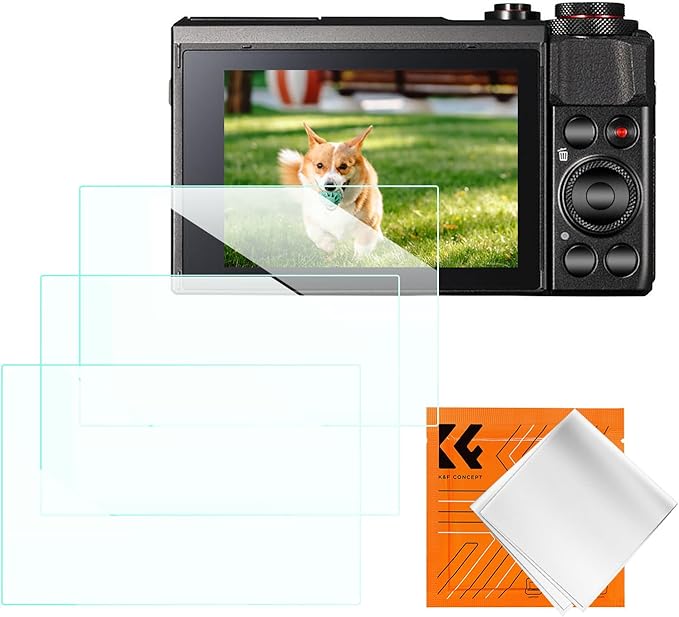K&F CONCEPT 3 Pack Camera Screen Protector Compatible with Canon G7X II, 0.3mm 9H Hardness Tempered Glass Cover Anti-Scratch Bubble-Free