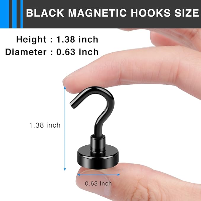 LOVIMAG Magnetic Hooks, 12 Pack 30lbs+ Magnet Hook 2026 Cruise Cabin Ship Essentials Heavy Duty Strong Magnets Refrigerator Fridge Hanging for Classroom Beach Vacation Kitchen Grills (Black)