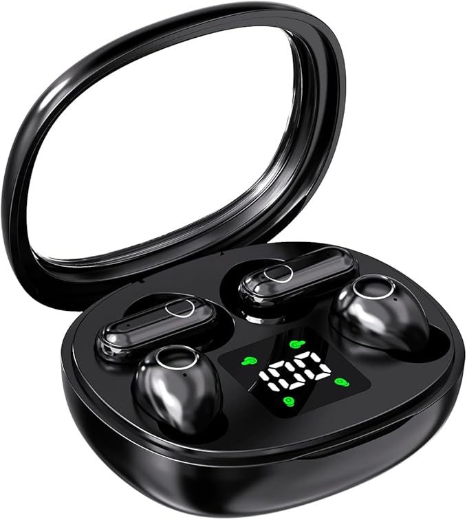 Wireless Bluetooth Headset，Tiny Size Invisible Earbuds，Sleep and Sports Earphones Set, 2 Pairs, Mini and Short Handle Design，for Work Sport Sleeping ﻿ ﻿ (Black)
