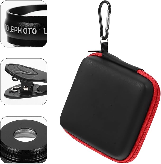 Zerodeko Wide-Angle Macro Lens Kit for Phone Camera, Portable Clip-on Phone Lens Attachment, 10-in-1 Multifunctional External Camera Filter Set, Compatible with Smartphones, Black