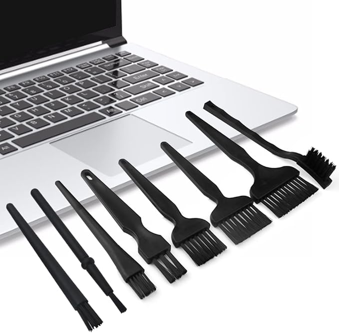 10 in 1 Portable Plastic Handle Nylon Anti Static Brushes Keyboard Cleaning Brush Kit for Cleaning Computer Keyboard Car Lab (Black)