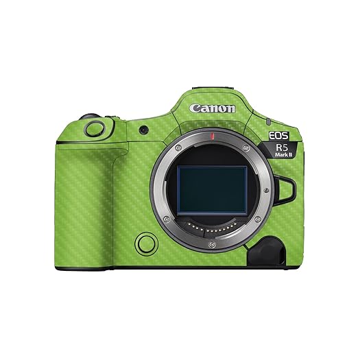 Carbon Fiber Camera Skin Compatible with Canon EOS R5 Mark II (2023) - Solid Lime Green - Premium 3M Vinyl Protective Wrap Decal Cover - Easy to Apply | Crafted in The USA by MightySkins