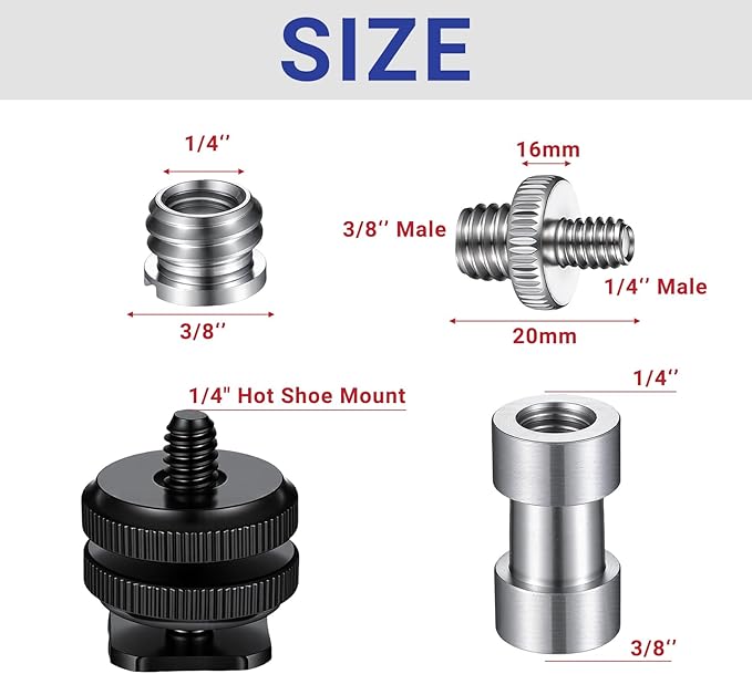 14 Pcs Camera Screws Mount Set 1/4 to 3/8 Tripod Screw Adapter 3/8-20 Thread Converter Adapter 1/4 Screws Camera Hot Shoe Mount Adapters Tripod Mounts Adapters Set for Ballhead Flash Light Monopod