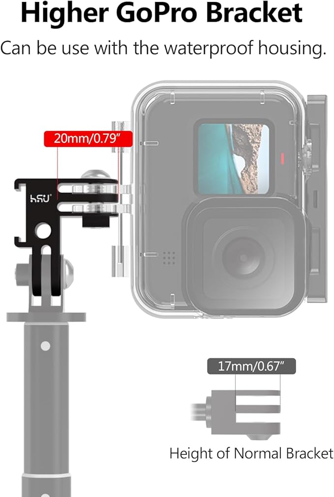 HSU Vertical Mount for GoPro, Aluminum 90 Degree Cold Shoe Direction Adapter, 1/4"-20 Screw Hole Tripod Mount for GoPro Hero 13/12/11/10/9/8/7/6, DJI Osmo Action 4/3 AKASO Action Camera and More