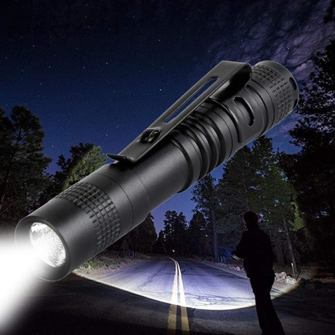 Mini Flashlight, 8 Pack Pocket Flashlight, Small Pen Light Flashlights with Clip, AAA Battery Powered Portable Pen Flashlights Ideal for Emergency Repair Camping and Outdoor Use White Light