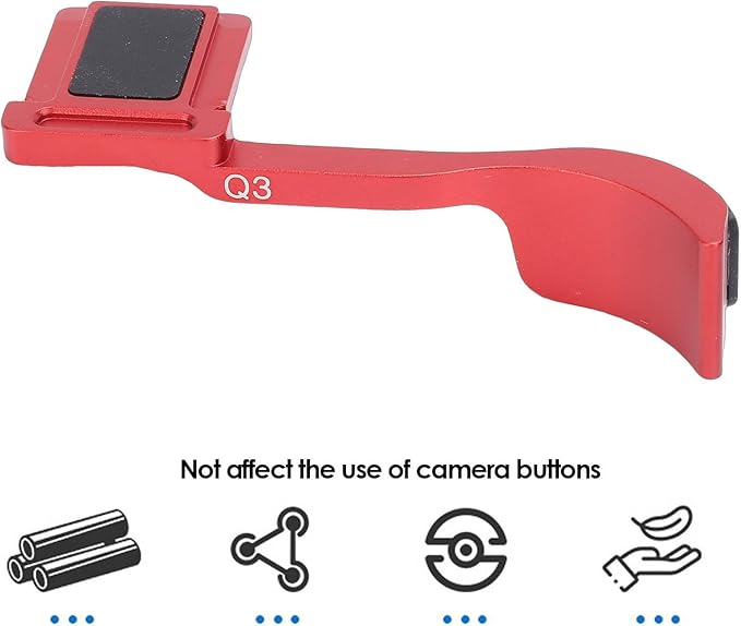 EBTOOLS Thumb Up Grip, CNC Machined Aluminum Alloy Thumb Rest for Q3 Camera, with Anti Scratch Silicone Pad for Stable Hand Hold (Red)