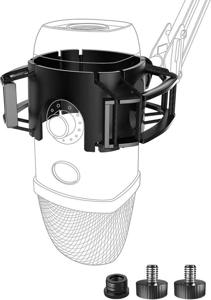 Custom Built for Blue Yeti X Shock Mount 2026 Upgrade Anti-Vibration Suspension Elastic Shock Mount Holder Clip Mics Stand with Screw Adapter Compatible with Yeti X Microphone