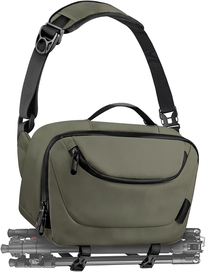 TAAOKA Camera Sling Bag,Travel Waterproof Camera Case with Tripod Holder,Lightweight DSLR/SLR/Mirrorless Small Camera Bags Crossbody for photographers (Dark Green)