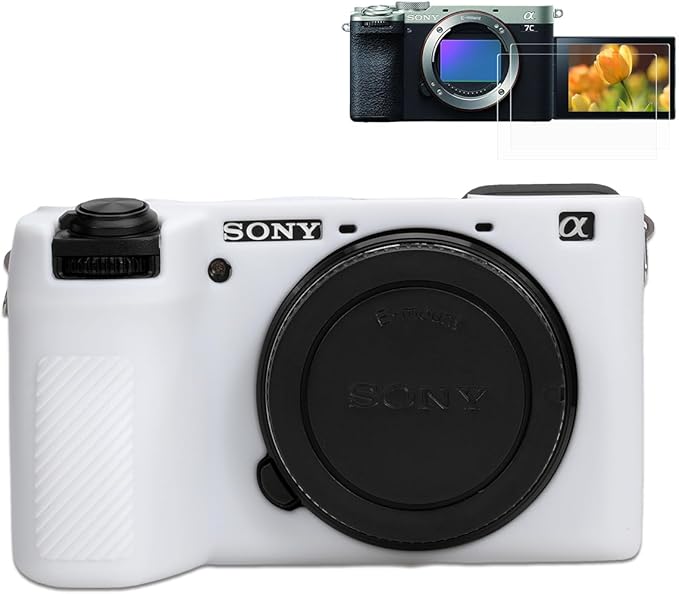 Pocoukate Case for Sony Alpha 6700 Camera, Soft Silicone Protective Cover Skin with A6700 Screen Protector Accessories for Sony Alpha 6700 Camera Silicone Case - White
