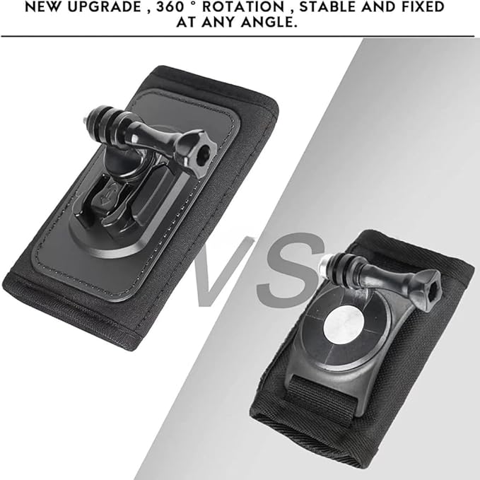 Reflex Camera 360° Rotation Backpack Shoulder Strap Mount Adapter Compatible with Go Pro Hero 13-9, Insta 360 X3/X2, D J I Osmo Action 3/2 – Hands-Free, Adjustable, Secure Action Camera Clip Mount