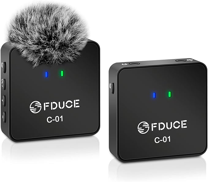 FDUCE UHF Wireless Lavalier Microphone System for Phone & Camera, Mini Portable Clip On Condenser Microphone, Lapel Microphone Wireless for YouTube, Podcast, Interview, Streaming, ASMR Recording