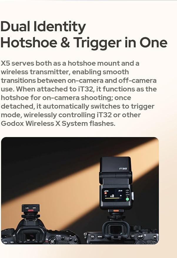 GODOX iT32 TTL Camera Flash with X5N Wireless Trigger for Nikon Camera,Magnetic Hotshoe & Trigger 2-in-1,Compatible with Nikon D750,D850,D7500,D800,D810,D780,D500,D7100,Z6,Z7II,Z8,ZFC