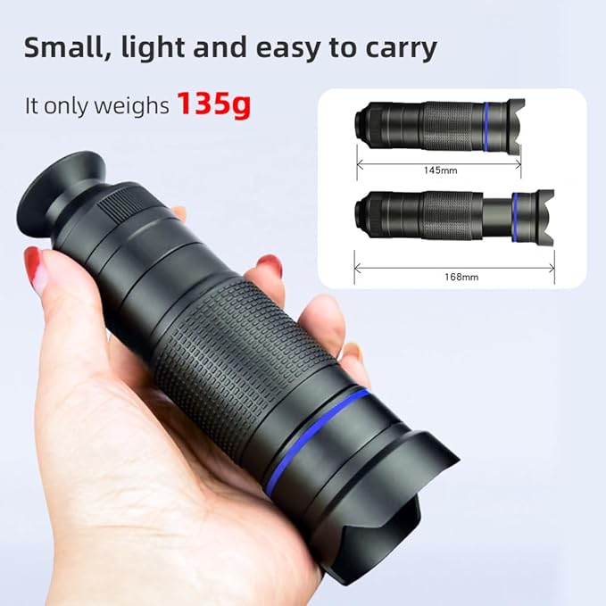 Andoer 36X Telephoto Lens Kit with Mini Tripod, Phone Clip, Holder, Lens Bag, Cleaning Cloth for Hiking, Camping, Wildlife Observation, Moon, Sports, Game, Concert Watching