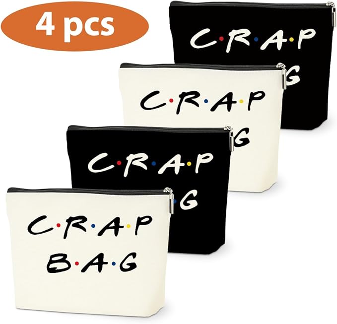 4 PCS Funny Gifts for Women Makeup Bag, Best Friend Birthday Gifts for Women, Funny Cosmetic Bags, Sister Christmas Graduation Friendship Gift for Daughter From Mom, Black White Travel Organizer