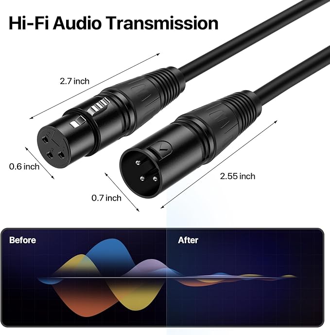 EBXYA XLR Patch Cable 6 Ft 10 Pack, 3 Pin Male to Female Short Microphone Mic Cable Premium DMX512 Lighting Cable Compatible with Speakers, Mixer, Stage Lighting