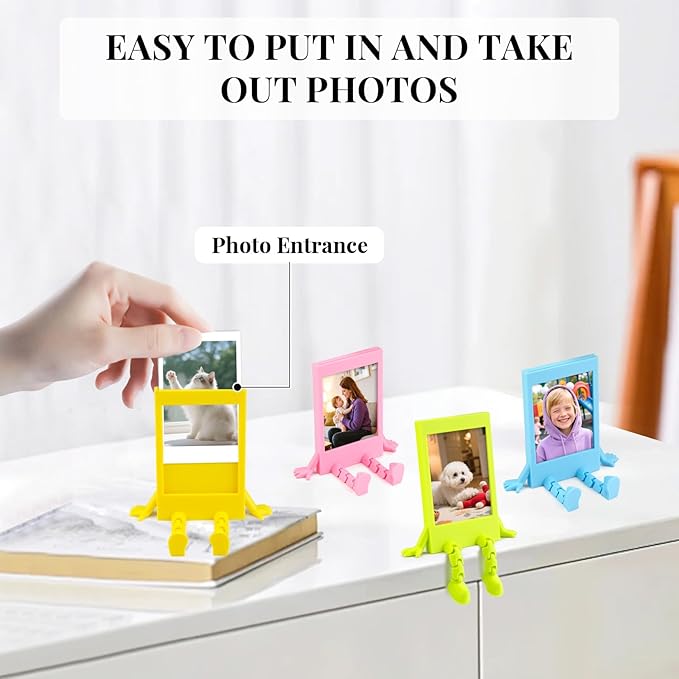 BEYONGME 4 Packs Small Picture Frames, Cute 2x3 Mini Wallet Size Picture Frames Colorful Photo Frame for Instax Mini 12/41/11/9/8/7+/99/40/SE/EVO Photo