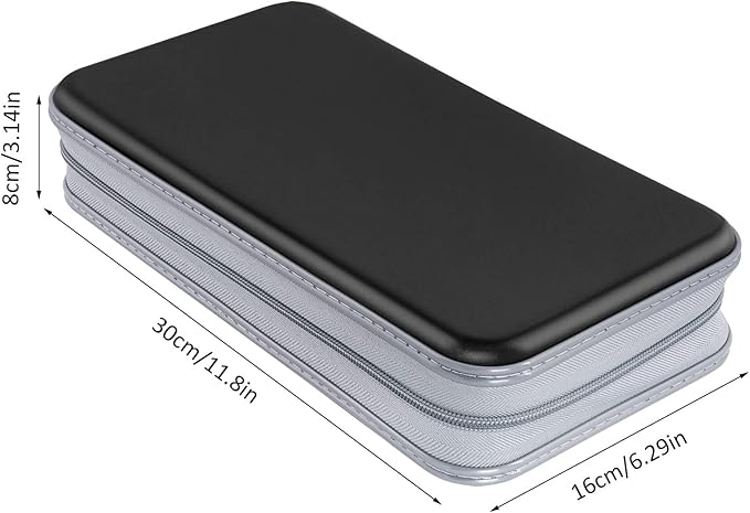 CD Case Holder, 80 Capacity, Black, Plastic, Portable Storage Rack