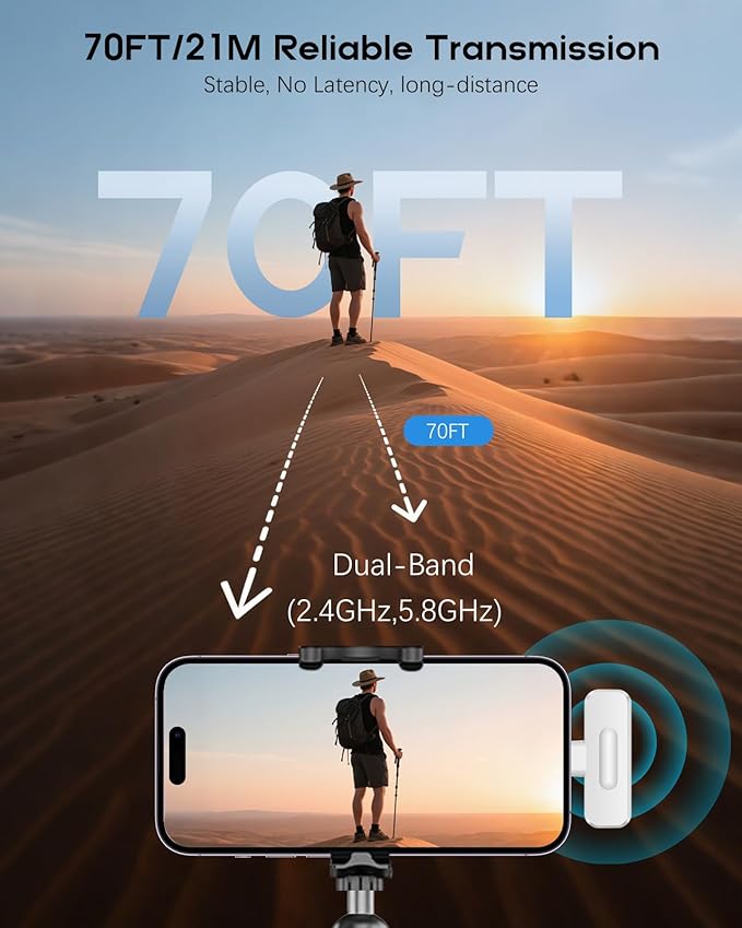 Wireless Mini Microphone for iPhone - 2 Pack Lavalier bluetooth Microphone for Video Recording, 2 In 1 Noise Reduction Lapel Mic for Ipad, Android, Clip-on Mini Mic for Tiktok Youtube Vlog Podcast