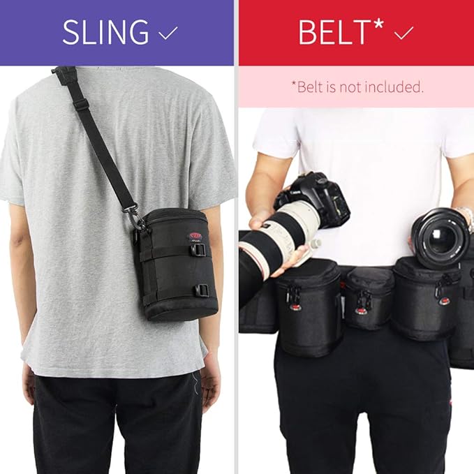 BPAULL Camera Lens Case DSLR Camera Lens Bag Fits for Canon Nikon Pentax Sony Olympus Panasonic and Other Camera Lens