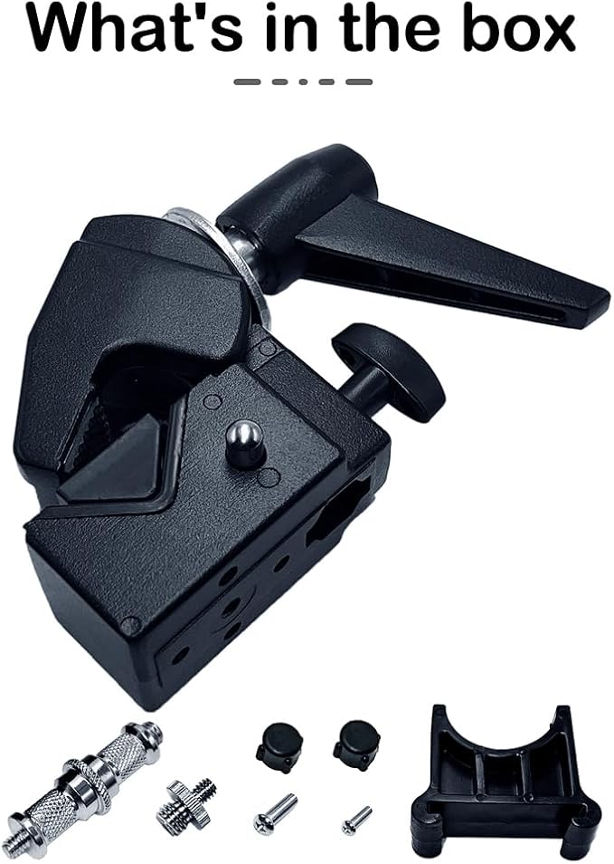 Super Clamp for Round Pipe Flat Surface,for Photography Studio Camera And Video Lighting Mounting,Multi-Function Studio Clip Mount (1 x Super Clamp)